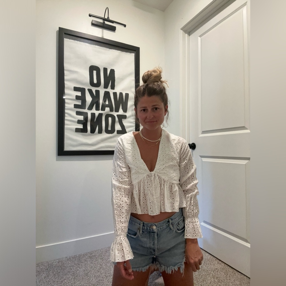 White eyelet top from a boutique
